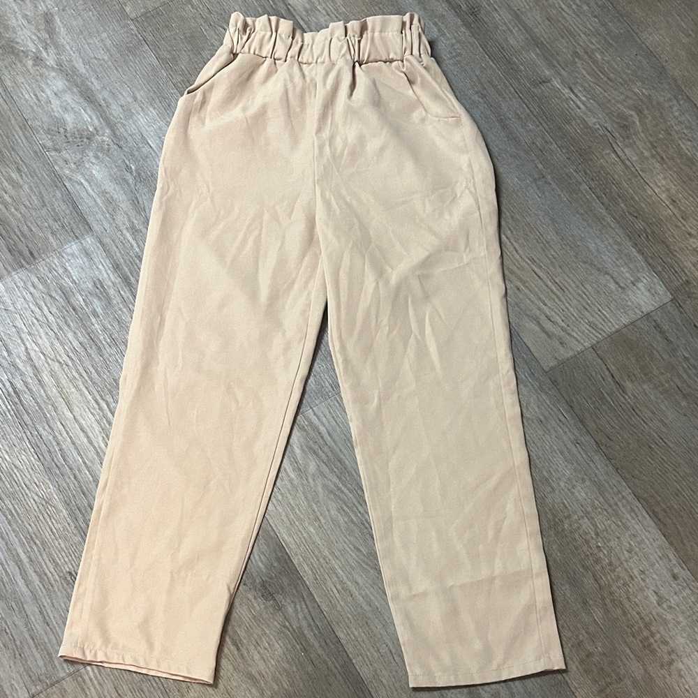 Beige High-Waisted Pants